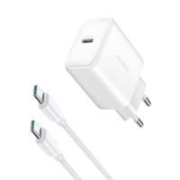  Lādētājs Joyroom JR-TCF24 USB-C PD30W + USB-C to USB-C kabelis 1.0m white 